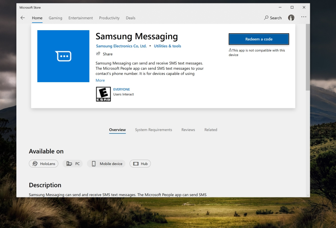 Новое приложение Samsung Messaging для Windows 10