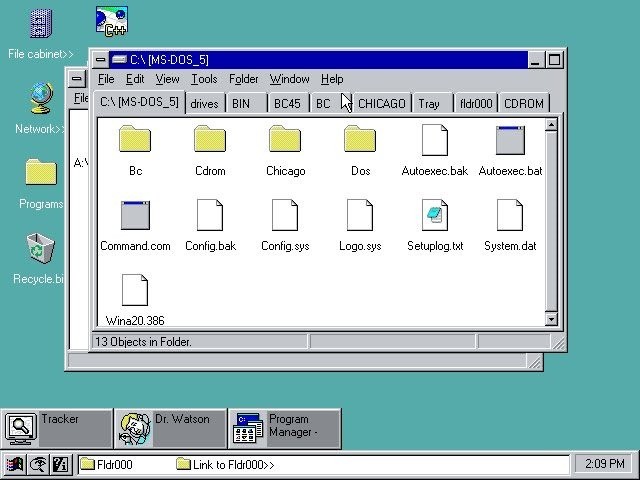 Windows 95 была первой операционной системой, в которой появились вкладки Проводника.